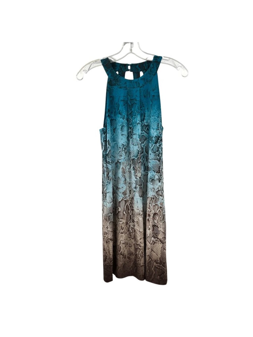 WHBM Halter Snake Print Sheath Dress Teal/Multi Womens Size XS